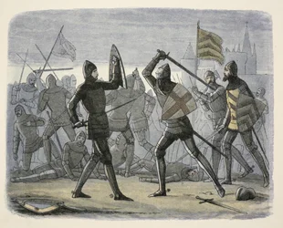 O alívio de Calais, de A Chronicle of England BC 55 a AD 1485, pub. Londres, 1863